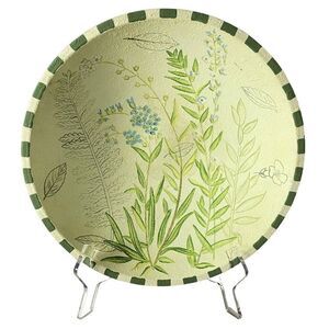 English Garden Collection Floral Wooden Bowl Bluebells 12" Across Slight Crackle